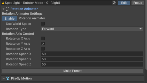 Animation rotator interface