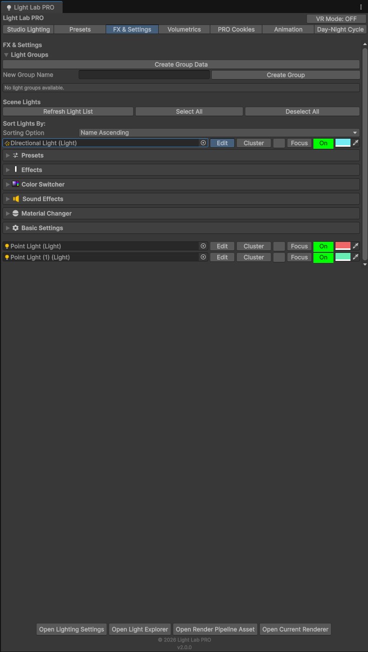 FX and Settings tab interface