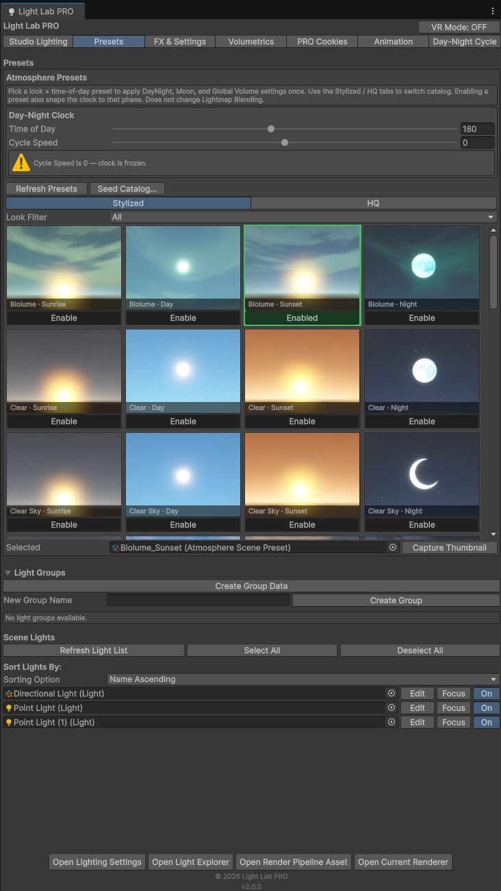 Atmosphere Presets catalog